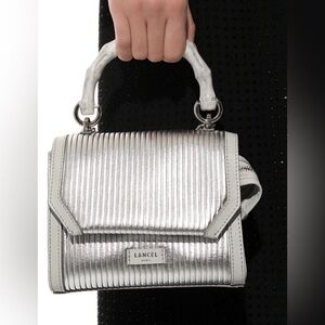 Lancel ninon silver leather handbag